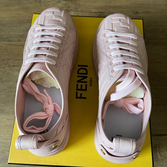 FENDI-AUTHENTIC NWT Pink Leather HighRise Sneakers - Picture 10 of 15